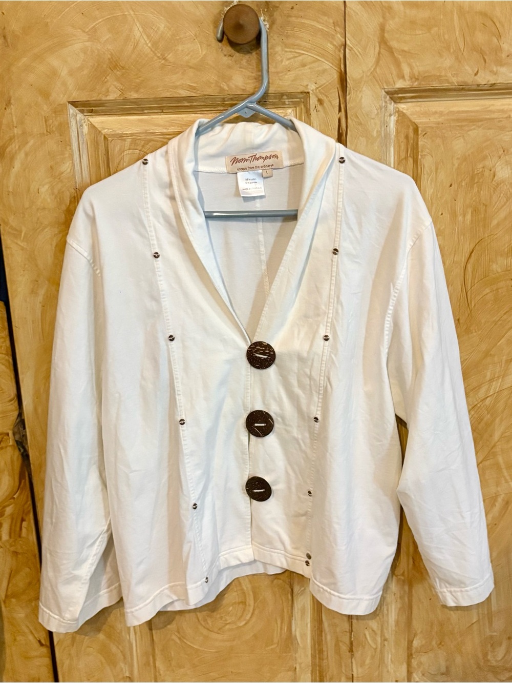 Norm Thompson White Button-Front Lightweight Jacket Sz L